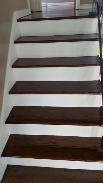 Red oak treads with Antique brown