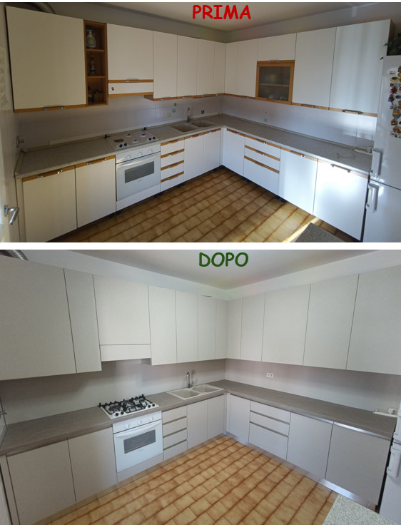 Restyling Cucina Ante Beton Perla e Top Evora