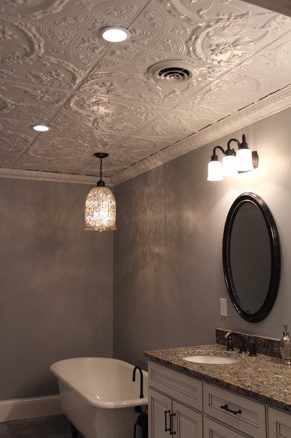 White Statement Ceiling Contemporary Bathroom Tampa