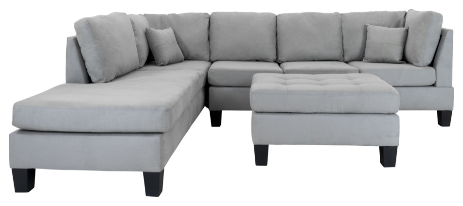 Modern Sectional Couch With Ottoman for Living Room Furniture, Tufted