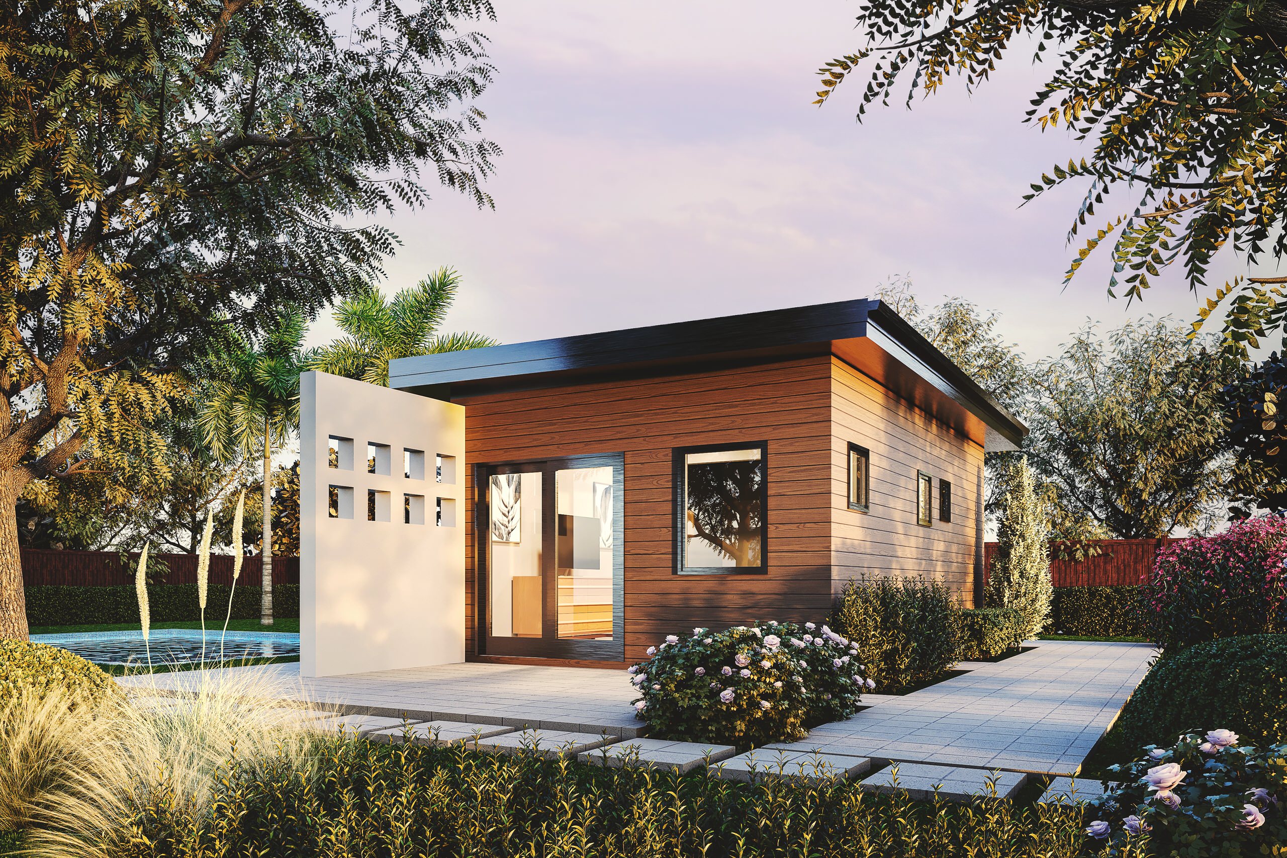 This is a prototype unit with a studio style living/sleeping space, a galley kitchen and a bathroom with walk-in shower.  Initially built in Historic Old Northeast. in the Fall 2024.