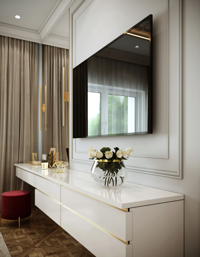 Спальня в проекте дизайна двухкомнатной квартиры в новостройке