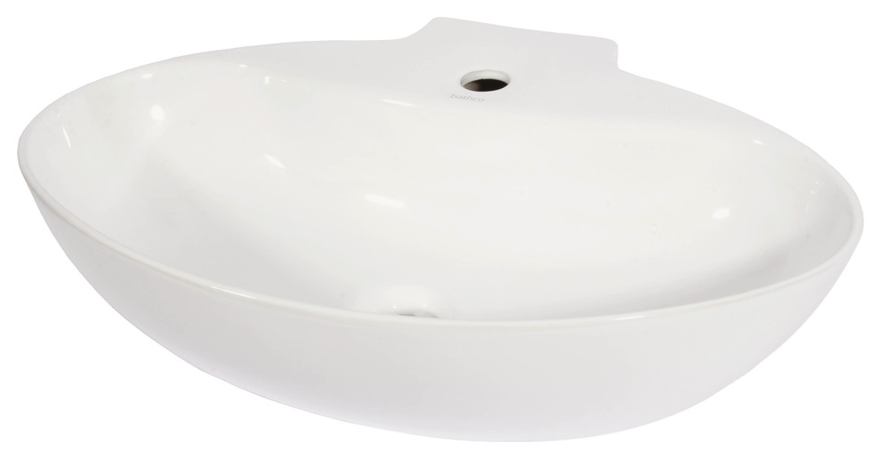 New Malaga White Ceramic Oval Vessel Sink Contemporary Bathroom