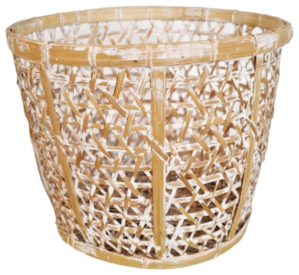 Bamboo White Wash Basket Small