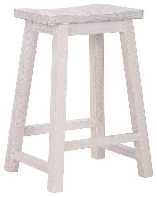 Westintrends 24" Solid Wood Saddle Counter Stool Farmhouse Bar
