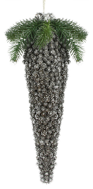 Sparkling Silver Rustic Pine Cone Commercial Sized Christmas Ornament 16.5"