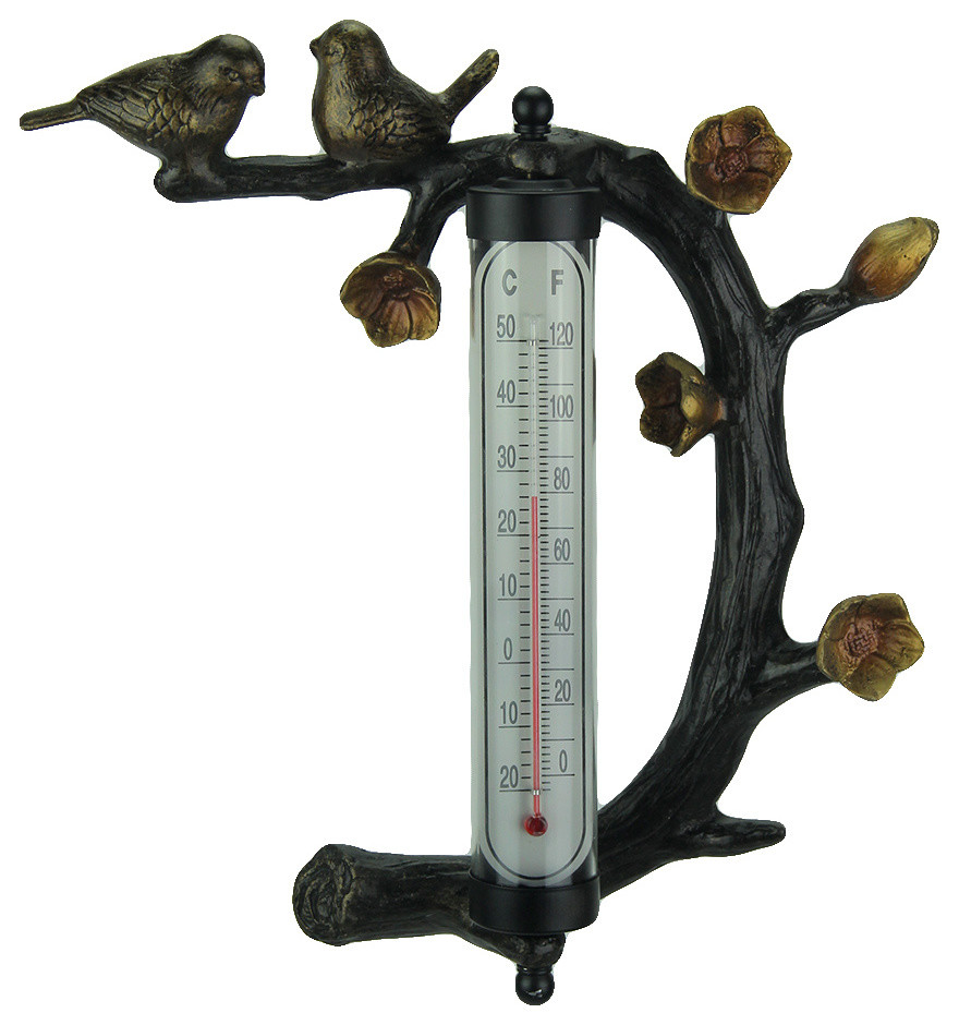 Lovebirds On Flowering Branch Wall Mounted Thermometer