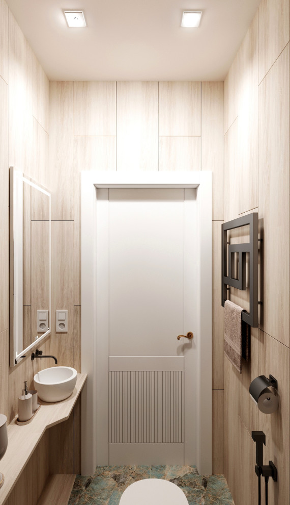 Свежая идея для дизайна: туалет в стиле фьюжн - отличное фото интерьера