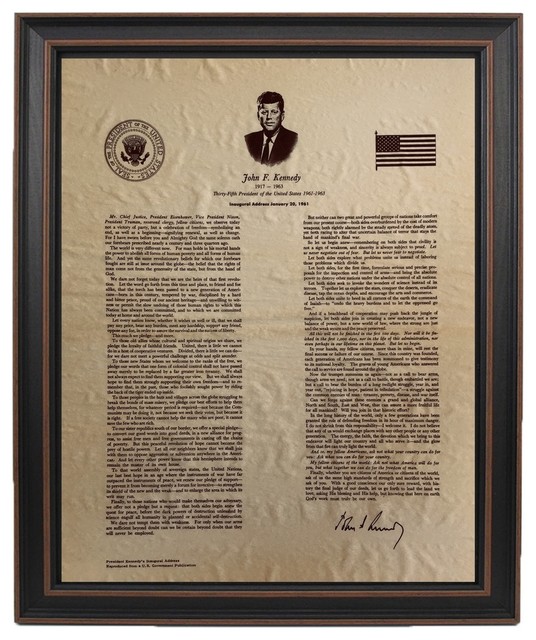 Framed John F Kennedy Inaugural Address Traditional Prints And Posters By Karen Miller Houzz