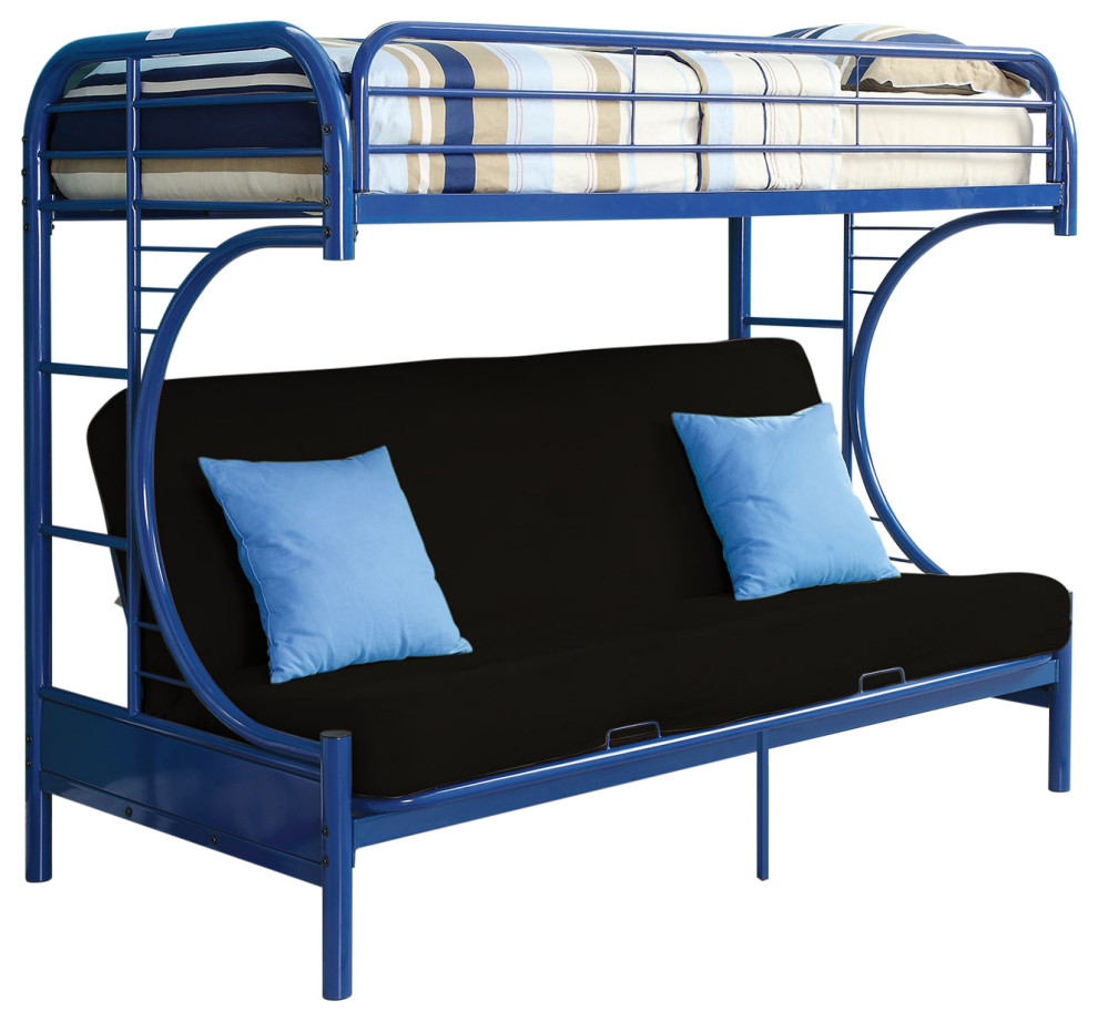 78"x41"x65" Twin Over Full Black Metal Tube Futon Bunk Bed