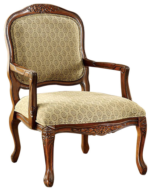Benzara BM131918 Quintus Traditional Accent Chair, Antique Oak