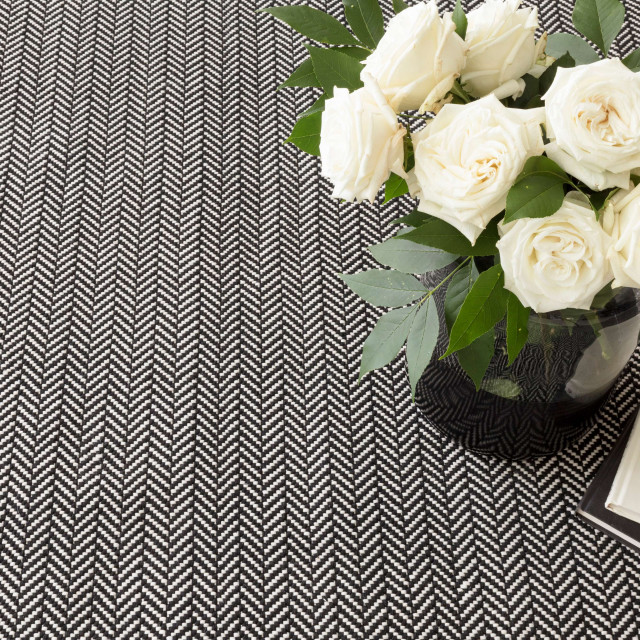 Herringbone Black/Ivory Indoor/Outdoor Rug, 2'x3' - Transitional ...