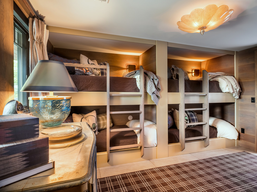 Children's room with custom bunk beds to accommodate guests - Elizabeth Pedinotti Haynes