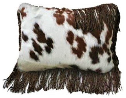 Tri Color Fringed Cowhide Pillows Southwestern Decorative