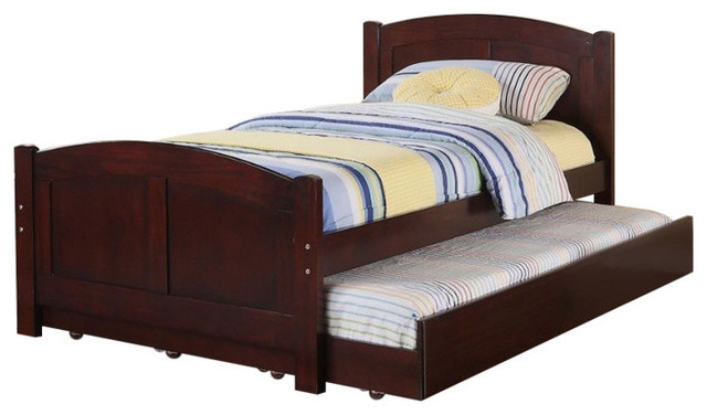 Fascinating Wooden Twin Bed With Trundle Cherry Brown Transitional Platform Beds By Homesquare Houzz