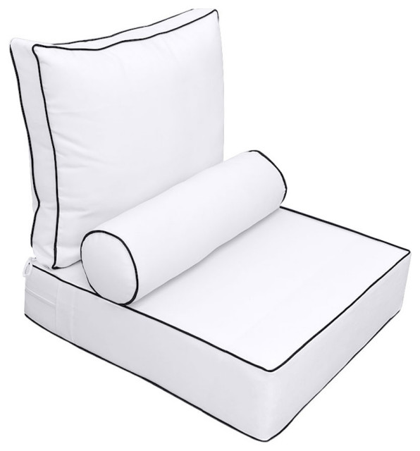 Contrast Pipe Trim Medium 24x26x6 Deep Seat Bolster Insert Slip Cover