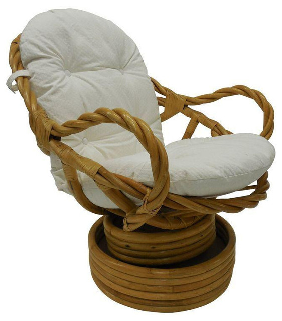 Vintage Bamboo Rattan Swivel Rocking Chair