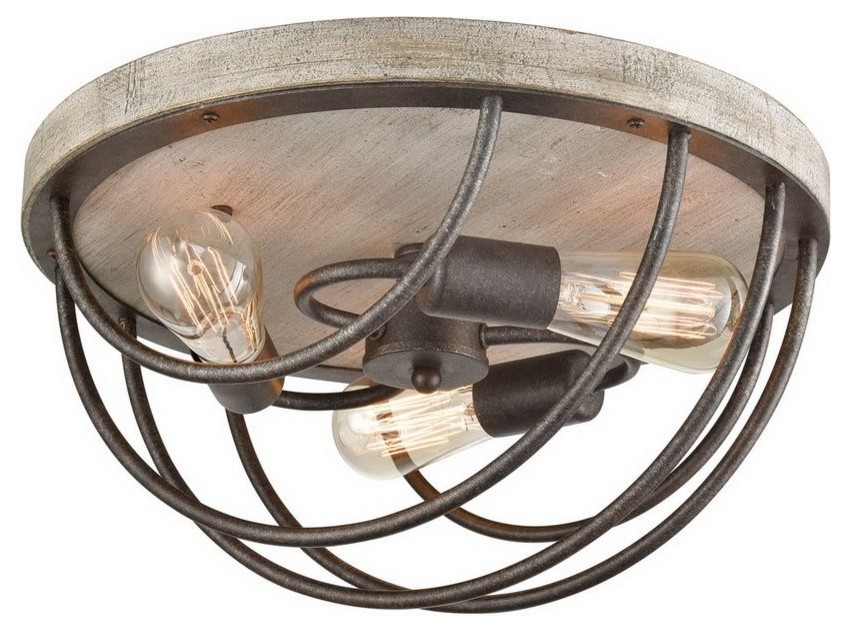 Rustic Flush Mount Ceiling Lights Distressed Wooden Lights Rust