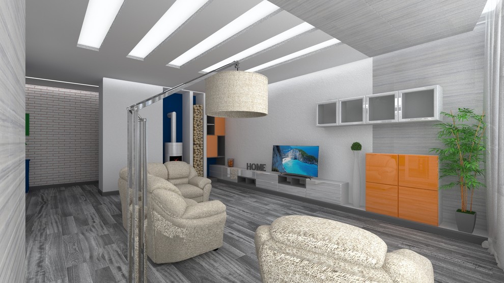 Пространство с камином.