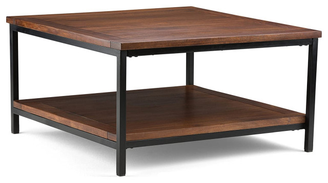 Modern Industrial Coffee Table Metal, Vidaxl Coffee Table Brown Square Solid Mango Wood