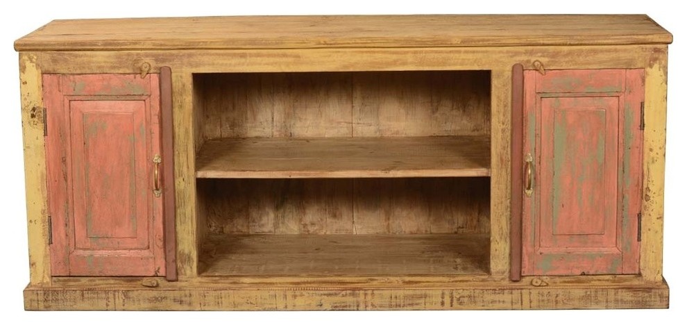 Appalachian Pink Reclaimed & Mango Wood TV Console Media Cabinet ...