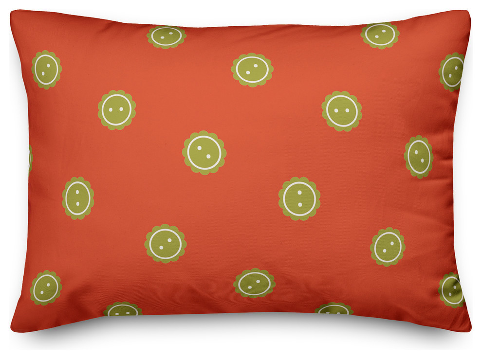 Orange Button Pattern Throw Pillow