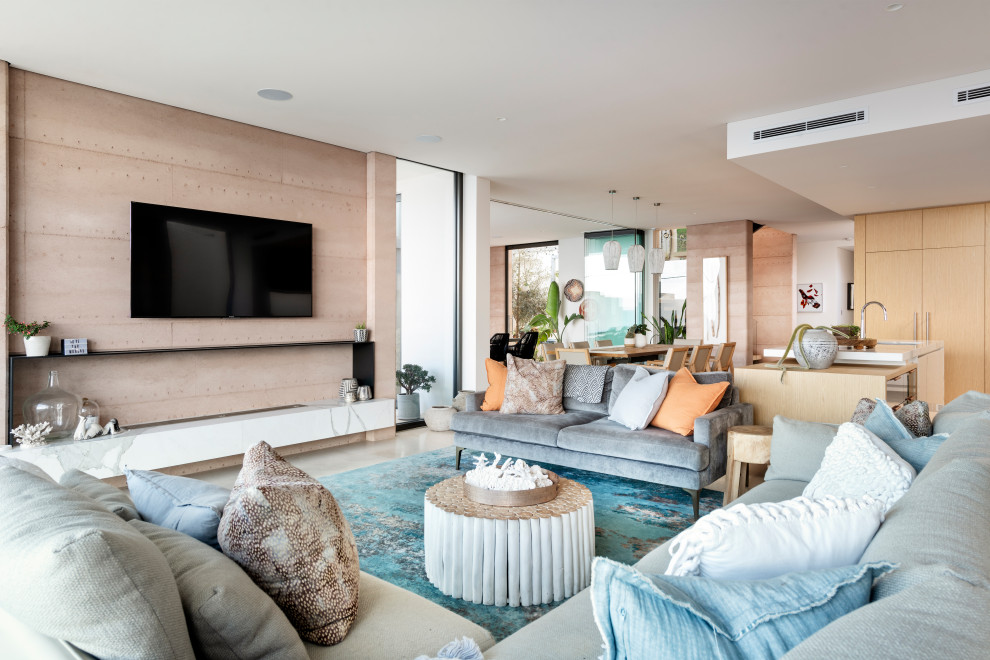 Photo of a contemporary living room in Perth.