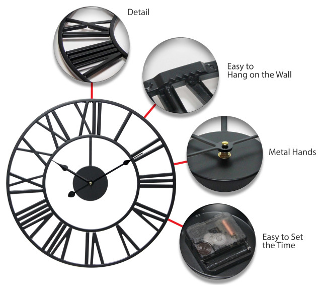 Black Tower Transitional Wall Clocks by Infinity Instruments, Ltd