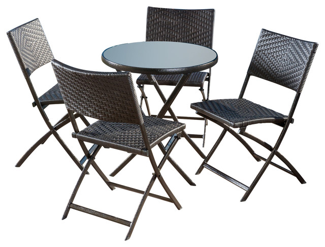 Jason Outdoor Multi Brown Wicker Folding Dining 5 Piece Set Jason Outdoor Multi Brown Wicker Folding Dining 5 Piece Set