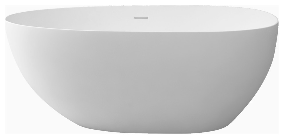 STAR&JANE Egg-shaped Stone Resin Matte Freestanding Bathtub, 59 in ...