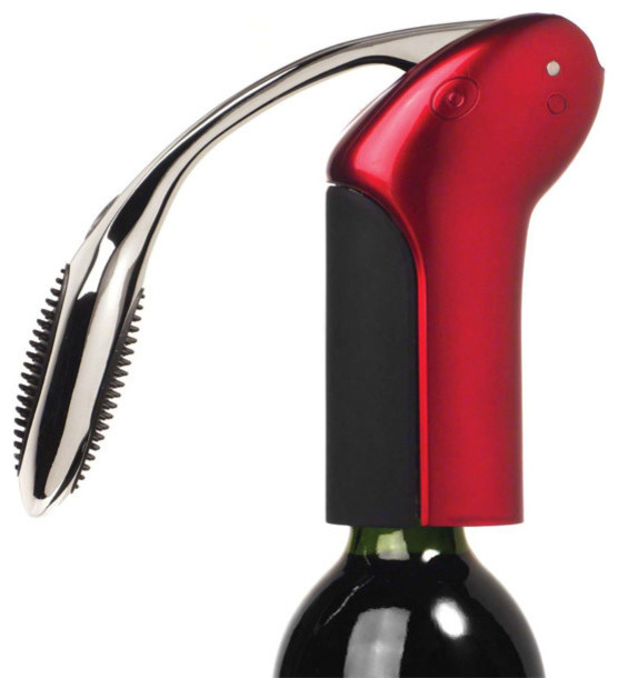 Vertical Rabbit Lever Wine Bottle Opener, Red Contemporary Wine And