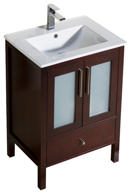 Vanity Fulton 24 With Porcelain Top Sink Bathroom Vanities And Vanity Fulton 24 With Porcelain Top Sink Dark Walnut