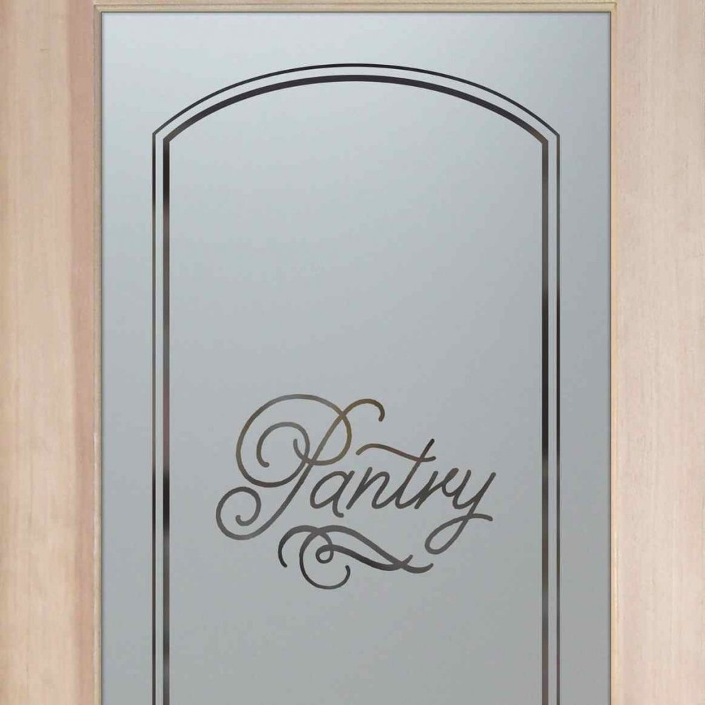 Pantry Door Melany Etched Glass Kitchen Door, 24"x1.375"x80"