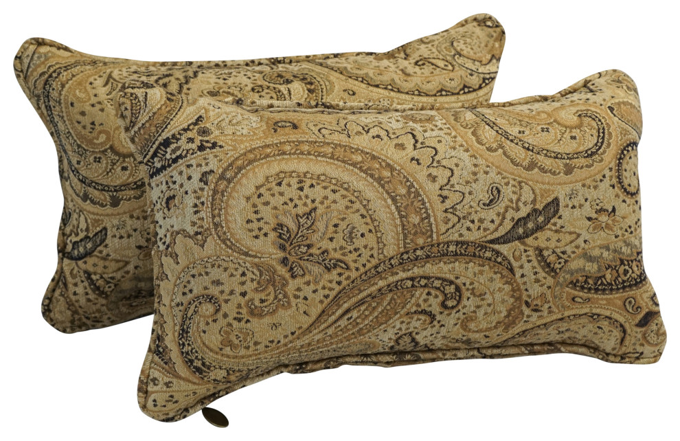18" DoubleCorded Jacquard Chenille Throw Pillows, Set of 2, Tan