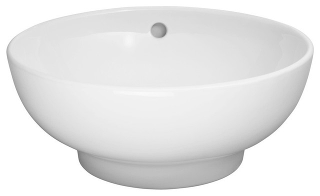 Ronbow Essentials Rondure 16" Round Ceramic Vessel Bathroom Sink, White