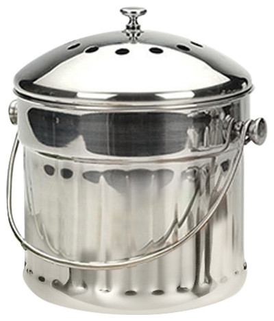 Extra Large Compost Container Stainless Steel Transitional