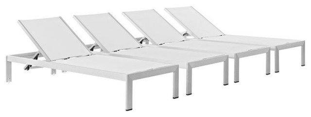 Shore Set of 4 Outdoor Patio Aluminum Chaises