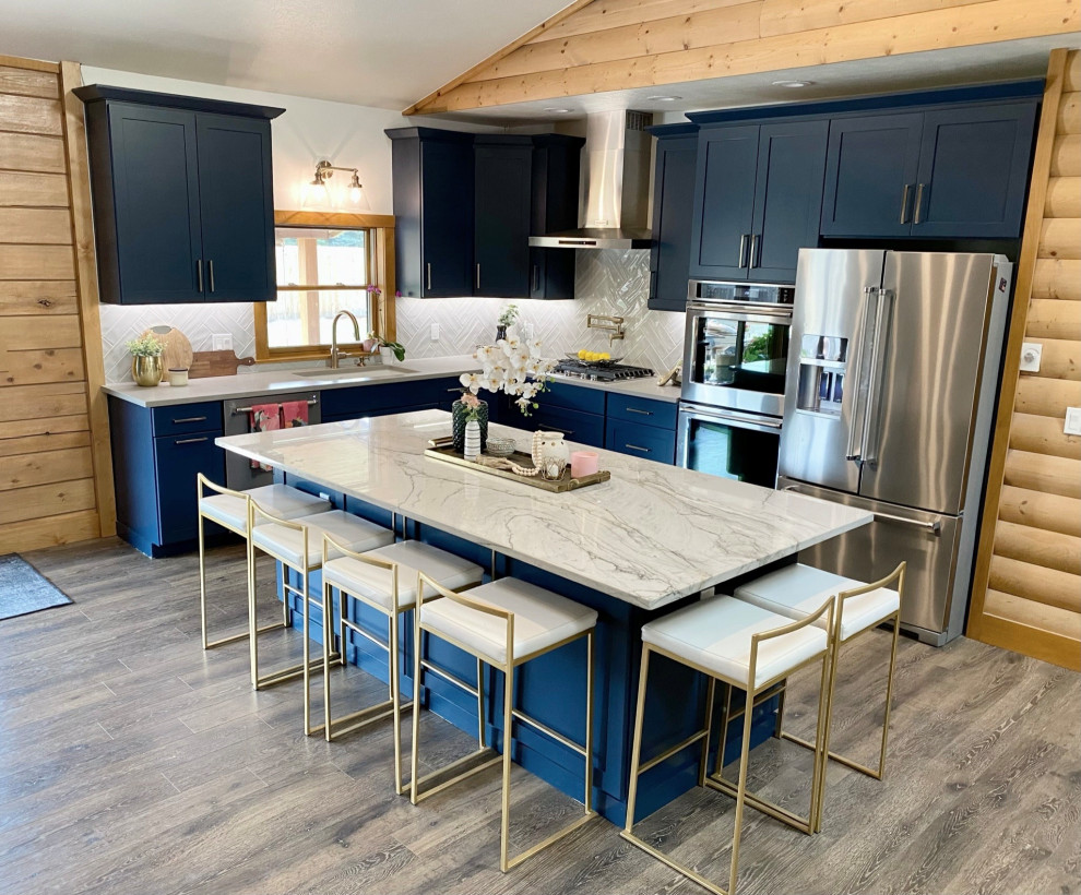 Inspiration for a rustic kitchen remodel in Denver