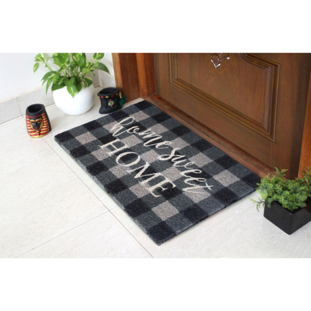 Gray Machine Tufted Home Sweet Home Doormat, 18" x 30", 18" x 30