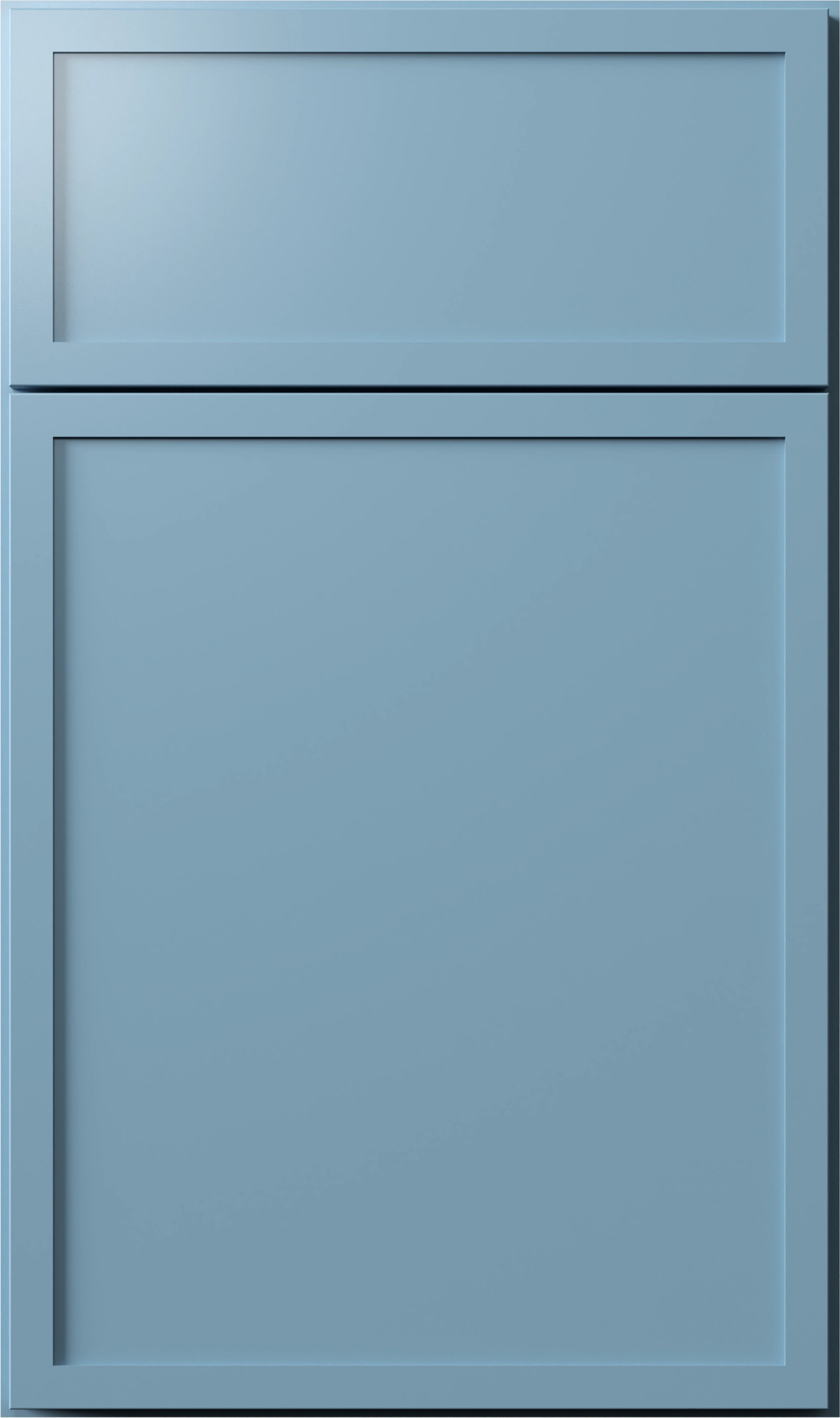 Izel Blue Slim Shaker cabinet door with narrow frame, recessed flat panel, and clean contemporary lines
