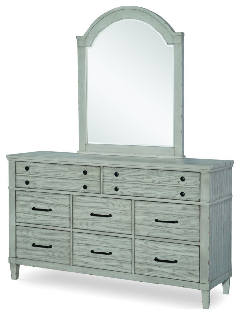 Legacy Classic Belhaven Dresser With Arched Mirror, Weathered Plank