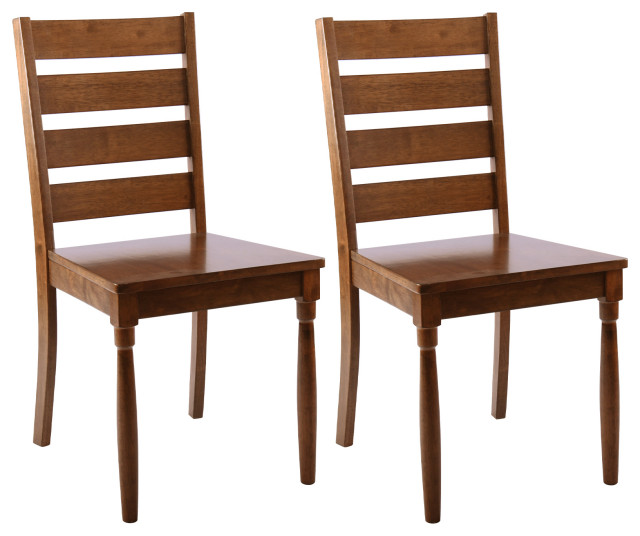 Ladder Back Wooden Chairs Set of 2 Traditional Dining Chairs by