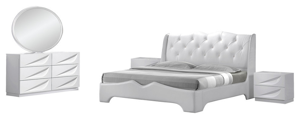 Madrid Modern Off White Bedroom 5 Piece Set Queen