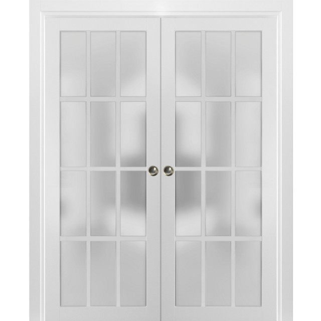 French Double Pocket Doors Glass Felicia 3312 Matte White