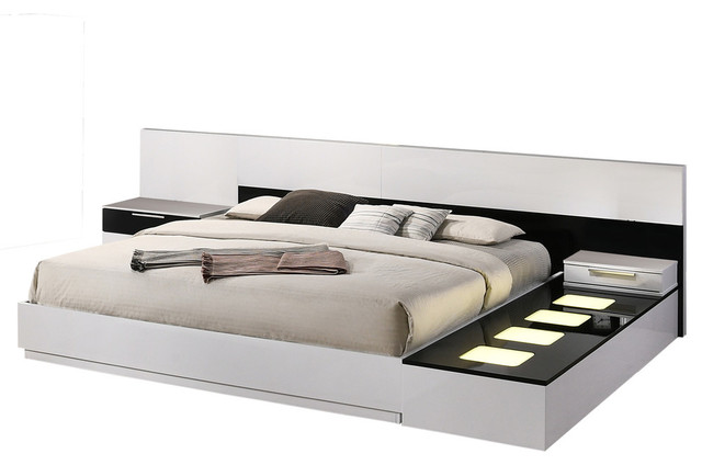 Bahamas 4 Piece Modern Platform White Black Bedroom Set Contemporary Bedroom Furniture Sets By Furniture Import Export Inc