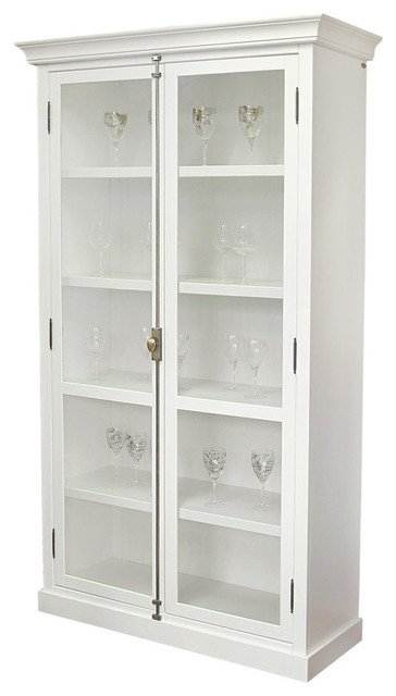 Cast Display Cabinet Transitional, White China Cabinets