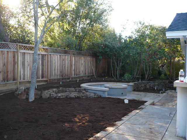 Fire Pit and Retaining Wall contemporary-garden