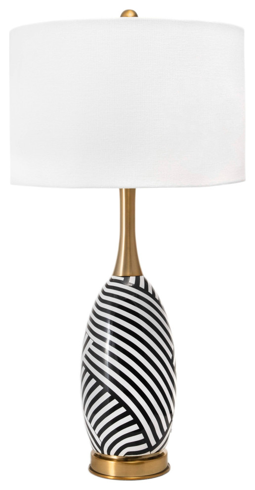 nuLOOM 24" Modern Striped Iron Acrylic Shade Ivory, Table Lamp Contemporary Table Lamps by