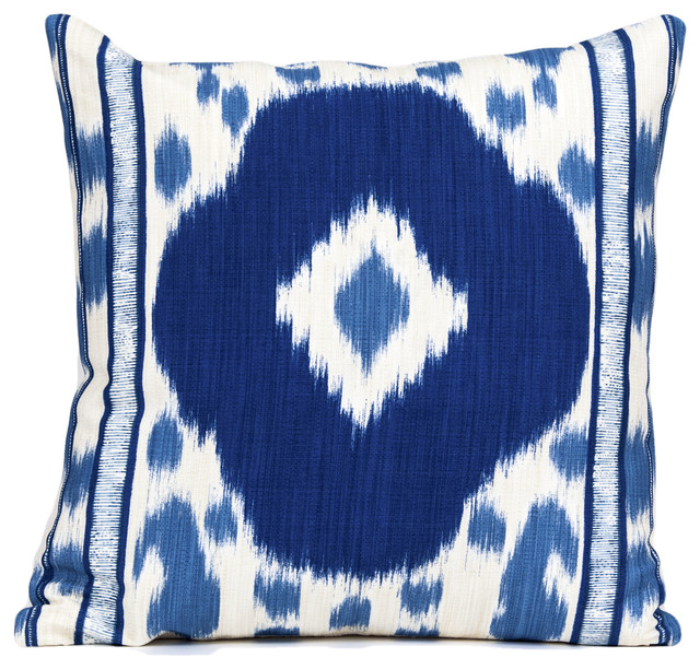 Blue ikat pillow cover, Brunschwig & Fils fabric, designer pillow cover, 18x18