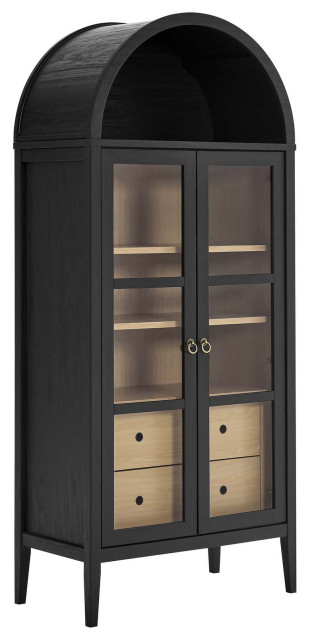 Nolan Tall Storage Display Cabinet - Black Oak